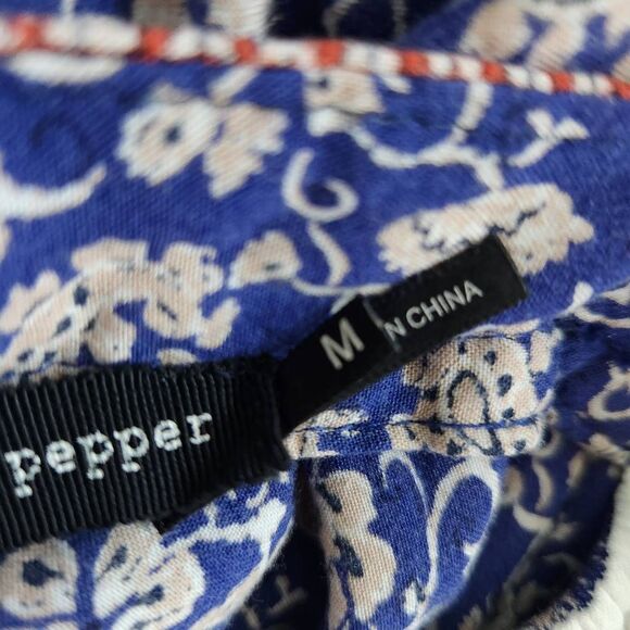 Blu Pepper Blue and Red Floral Boho Mini Dress Size Medium Cute Boho Dress - Picture 8 of 9